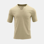 Men's Summer Short Sleeve Henley Shirt - 3-Button V-Neck Placket Tee with Left Chest Pocket