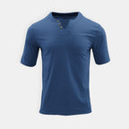 Men's Summer Short Sleeve Henley Shirt - 3-Button V-Neck Placket Tee with Left Chest Pocket