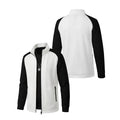 Men's Waffle Textured Color-Block Long Sleeve Zip-Up Jacket - Stand Collar Athletic Track Top