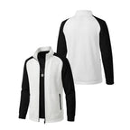 Men's Waffle Textured Color-Block Long Sleeve Zip-Up Jacket - Stand Collar Athletic Track Top