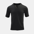 Men's Summer Short Sleeve Henley Shirt - 3-Button V-Neck Placket Tee with Left Chest Pocket