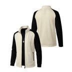 Men's Waffle Textured Color-Block Long Sleeve Zip-Up Jacket - Stand Collar Athletic Track Top