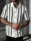 Men's Checkered Knit Short Sleeve Shirt - Brown