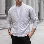 Men's Solid Color Single-Breasted Casual Jacket - Gray - XXL