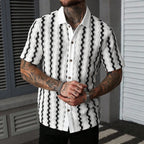 Men's Checkered Knit Short Sleeve Shirt - White